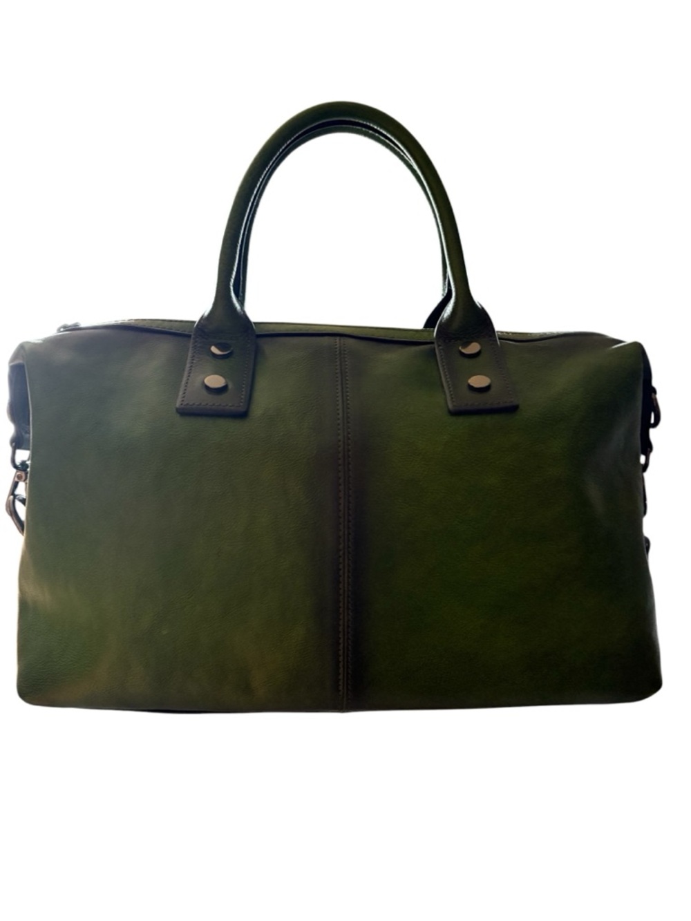 Iswee Genuine Green Leather Satchel missing crossbody strap. EUC